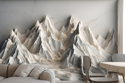 Фотообои в интерьере артикул AG-DMT-002, ЗD Mountains, Design Studio 3D