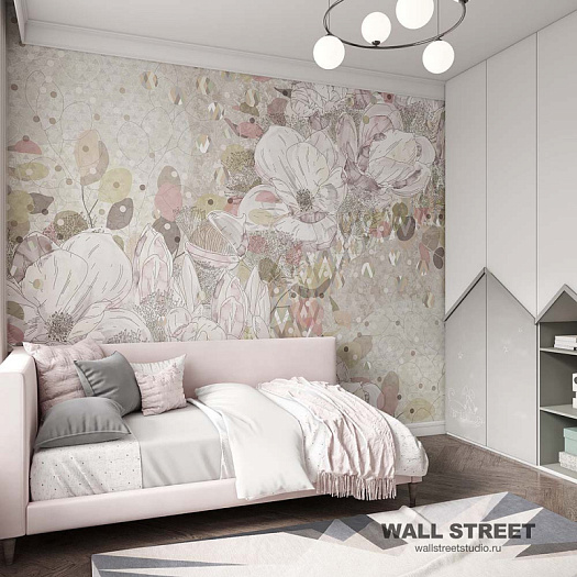Фотообои в интерьере артикул Pattern Flower 6, ЦВЕТОЧНЫЙ ПАТТЕРН / PATTERN FLOWER, Wall street